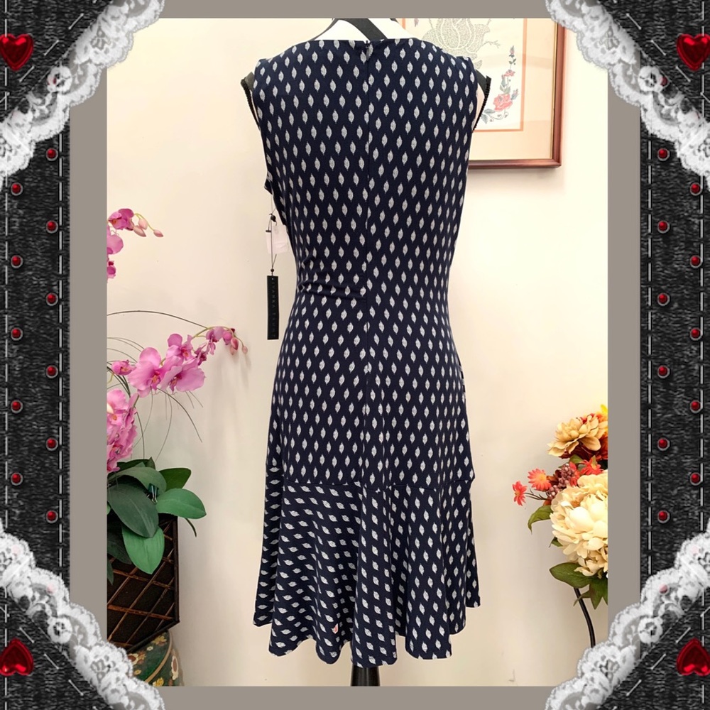 Ivanka Trump Side Zip Ruched Ruffle Print Dress - Picture 3 of 9